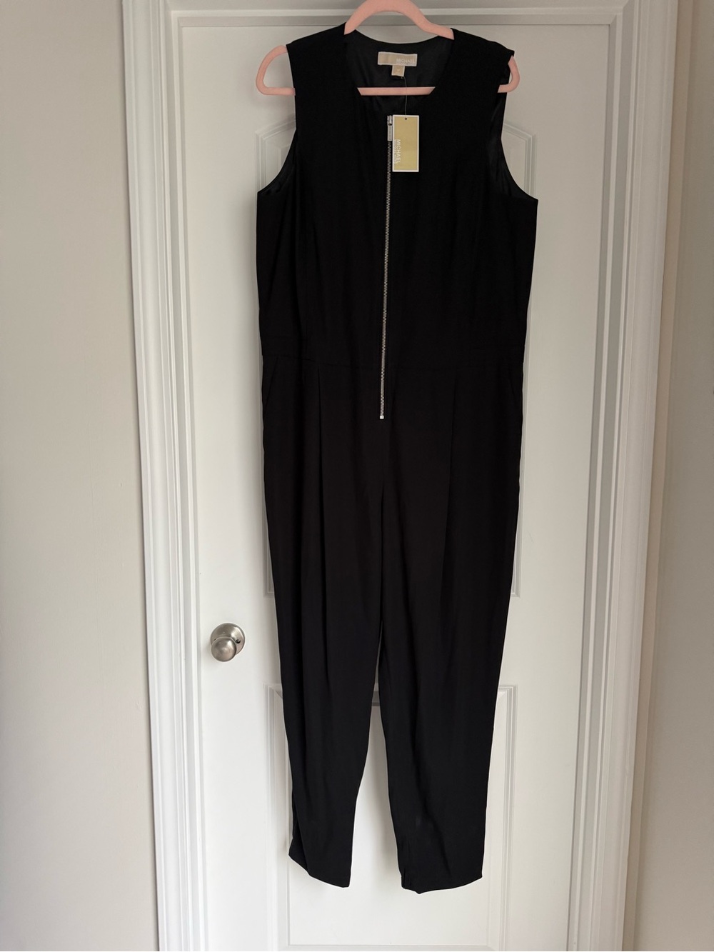 Michael Kors Black Sleeveless Zip-Front Jumpsuit